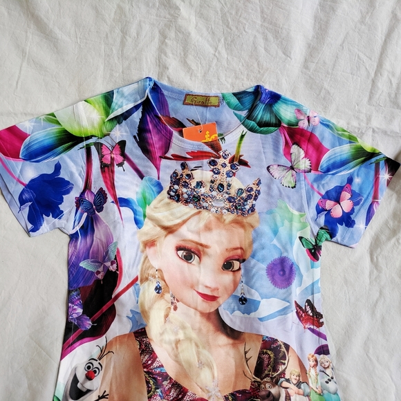 NWT girl Disney Frozen Elsa printed dress size 7X - Picture 3 of 8